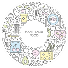 Cute Plant Based Food Doodles Pastel Sticker