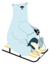 Cute Polar Bear And Penguin On Sled Sticker
