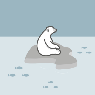 Cute Polar Bear On Ice Sticker