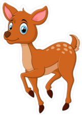 Cute Prancing Deer Cartoon Sticker