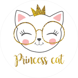 Cute Princess Cat With A Glitter Crown Sticker