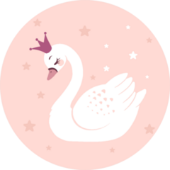 Cute Princess Swan On Pink Background Sticker