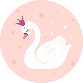 Cute Princess Swan On Pink Background Sticker