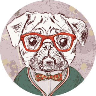 Cute Pug In Red Glasses Sticker