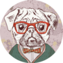 Cute Pug In Red Glasses Sticker
