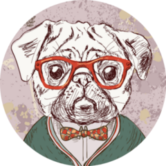Cute Pug In Red Glasses Sticker