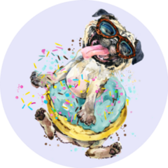 Cute Pug Lick Watercolor Sticker