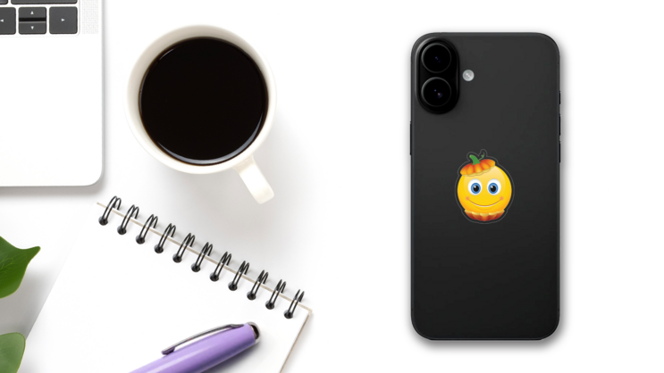 Cute Pumpkin Head Emoji Sticker on a Phone (New) example