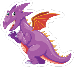 Cute Purple and Orange Dragon Sticker