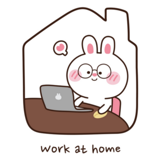 Cute Rabbit Work From Home Illustration Sticker
