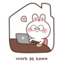 Cute Rabbit Work From Home Illustration Sticker