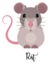 Cute Rat Cartoon With Lettering Sticker