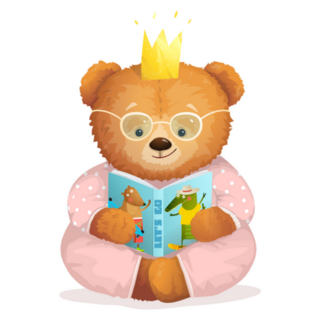 Cute Reading Teddy Bear Sticker