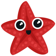 Cute Red Sea Star With Big Shiny Eyes Sticker