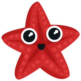 Cute Red Sea Star With Big Shiny Eyes Sticker