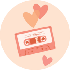 Cute Retro Cassette Mix Tape Hearts 90s Sticker