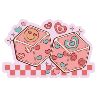 Cute Retro Dice For Lovers Sticker