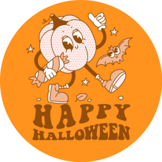 Cute Retro Halloween Pumpkin On Orange Sticker