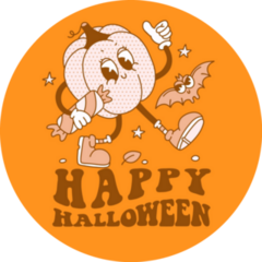 Cute Retro Halloween Pumpkin On Orange Sticker