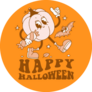 Cute Retro Halloween Pumpkin On Orange Sticker