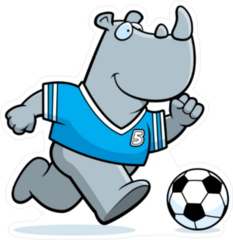 Cute Rhino Playing Soccer Sticker