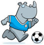 Cute Rhino Playing Soccer Sticker