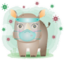 Cute Rhino Using Face Shield And Mask Sticker