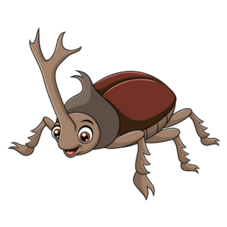 Cute Rhinoceros Beetle Cartoon Sticker