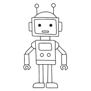 Cute Robot Doodle Sticker