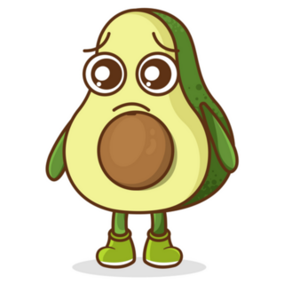 Cute Sad Avocado Fruit Character Sticker