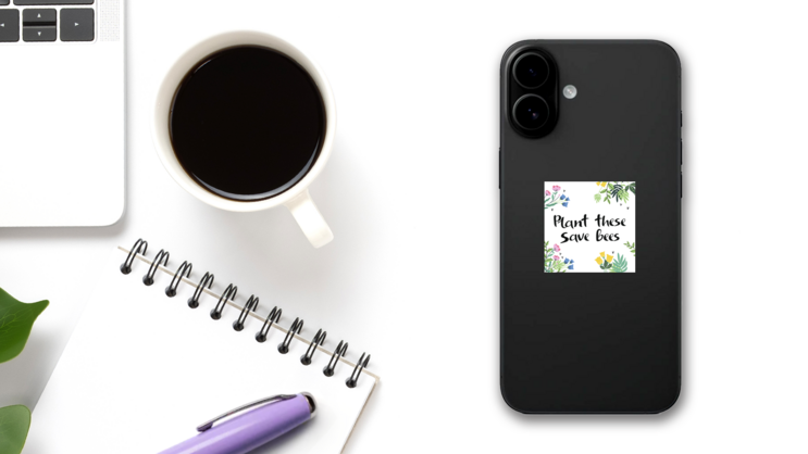Cute Save The Bees Sticker on a Phone (New) example