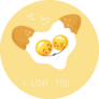 Cute Scrambled Eggs Heart Shape I Love You Sticker