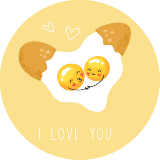 Cute Scrambled Eggs Heart Shape I Love You Sticker