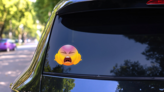Cute Screaming Hands on Face Emoji Sticker on a Rear Car Window (New) example