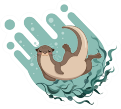 Cute Sea Otter Cartoon Character Sticker