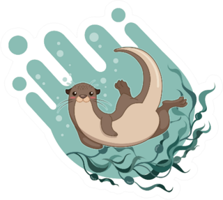 Cute Sea Otter Cartoon Character Sticker
