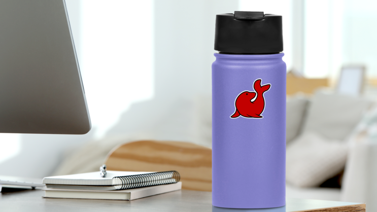 Cute Sea Seal Icon In Red Sticker on a Water Bottle (New) example