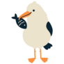 Cute Seagull & Fish Sticker