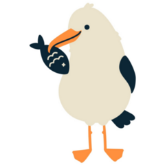 Cute Seagull & Fish Sticker