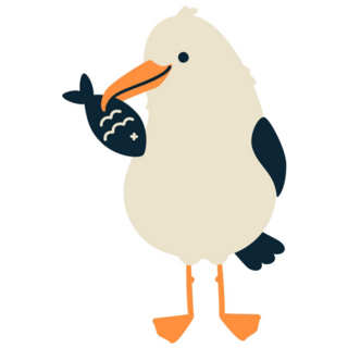 Cute Seagull & Fish Sticker