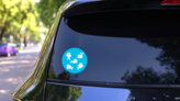 Cute Seal Animal Cartoon Set Bright Blue Sticker on a Rear Car Window (New) example