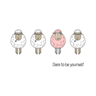 Cute Sheep Cartoon Dare to Be Different Sticker