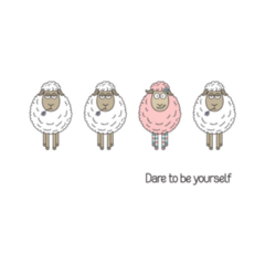 Cute Sheep Cartoon Dare to Be Different Sticker