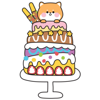 Cute Shiba Inu Cake Sticker