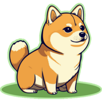 Cute Shiba On Green Sticker