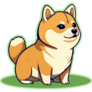 Cute Shiba On Green Sticker