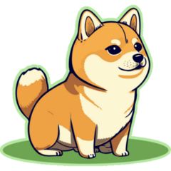 Cute Shiba On Green Sticker