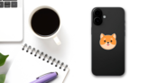 Cute Shiba Sticker on a Phone (New) example