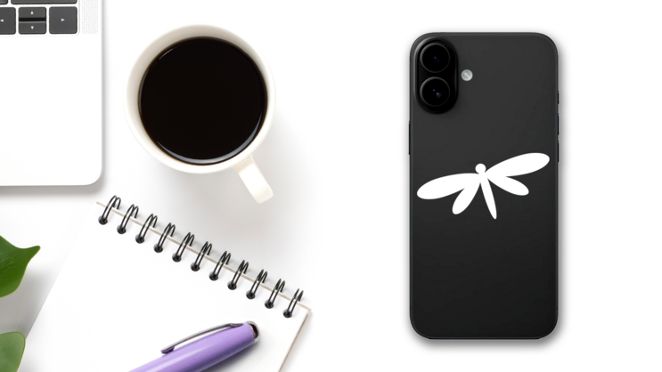 Cute Simple Dragonfly Sticker on a Phone (New) example