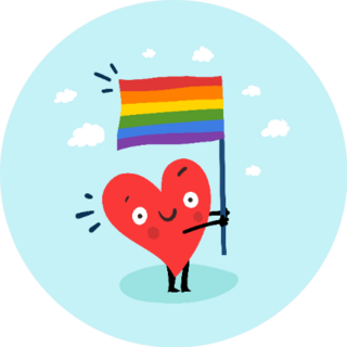 Cute Single Heart Manifest With Rainbow Flag Valentines Sticker